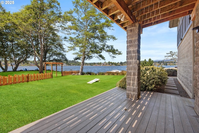 2941 NE Loop Dr, Otis, OR 97368 - wooden deck with a water view
