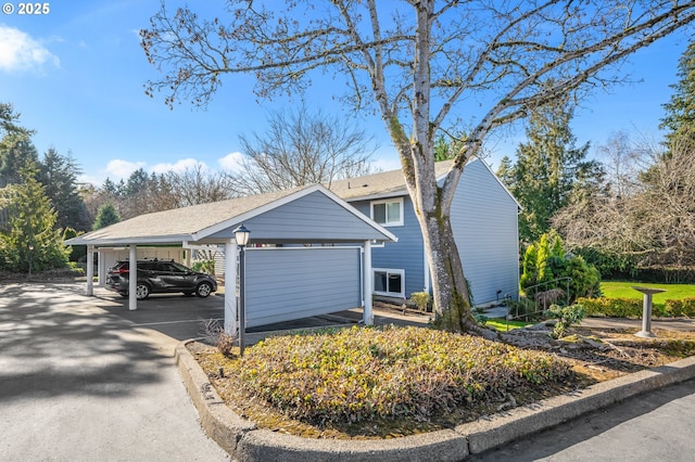 view of home's exterior with a carport