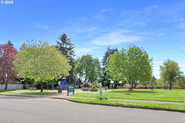 view of community featuring a yard