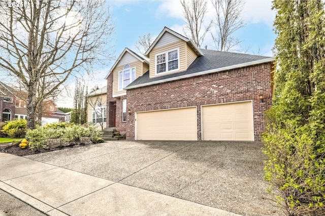 14606 NW Applegate Ln, Portland, OR 97229 - view of front facade with brick siding, driveway, and roof with shingles