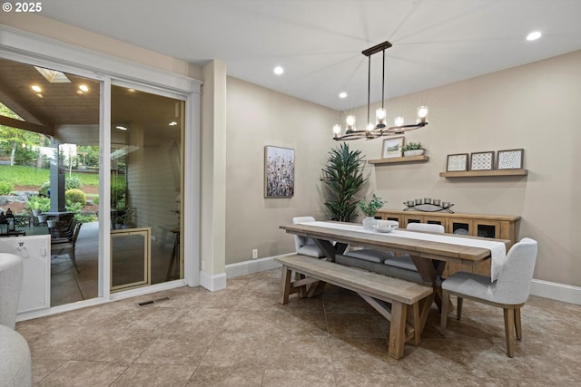28800 SW Wildhaven Ln, Hillsboro, OR 97123 - dining area featuring a chandelier, baseboards, and recessed lighting