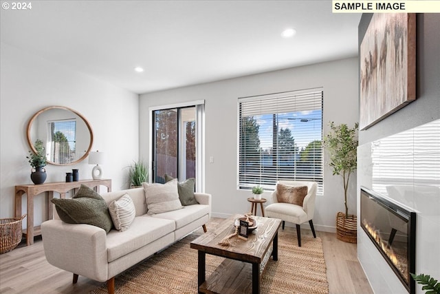 living room featuring light wood-type flooring