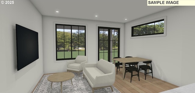 living area with light wood-type flooring