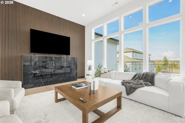 living room with hardwood / wood-style floors