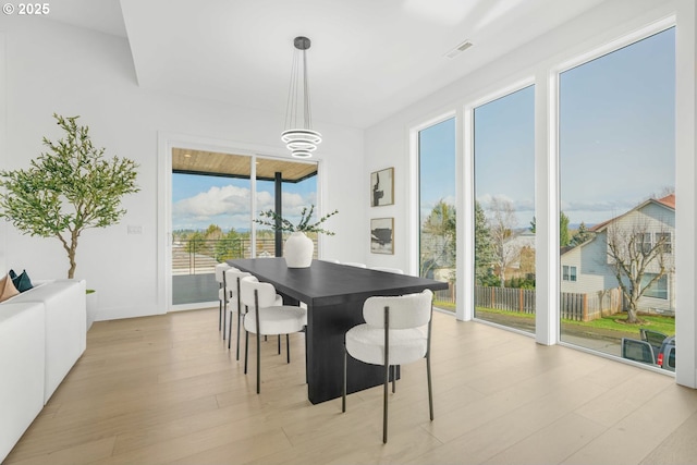 dining room with light hardwood / wood-style floors