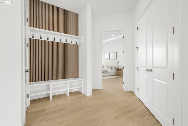 mudroom with light wood-type flooring