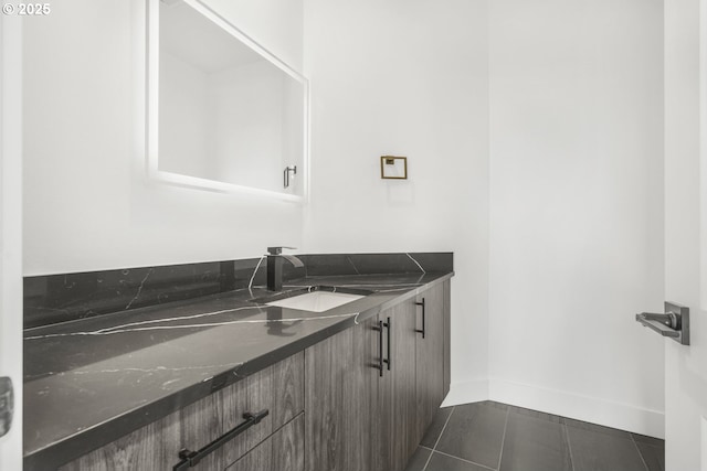 bathroom with vanity and tile patterned flooring