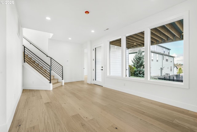 foyer entrance featuring light wood-type flooring