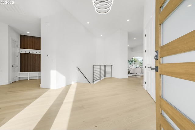 hallway with light wood-type flooring