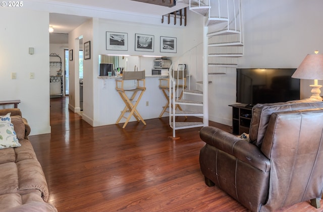 43605 State Highway 38 Unit 41, Reedsport, OR 97467 - living area with stairs and wood finished floors