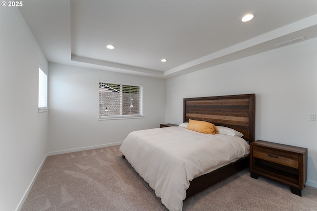 24200 SW Chestnut Ter, Sherwood, OR 97140 - bedroom featuring light colored carpet, recessed lighting, and a raised ceiling