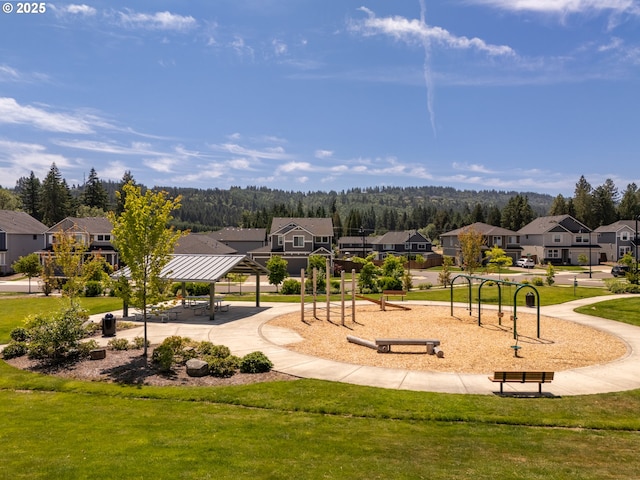 24200 SW Chestnut Ter, Sherwood, OR 97140 - view of property's community with a residential view, a lawn, a gazebo, and a wooded view