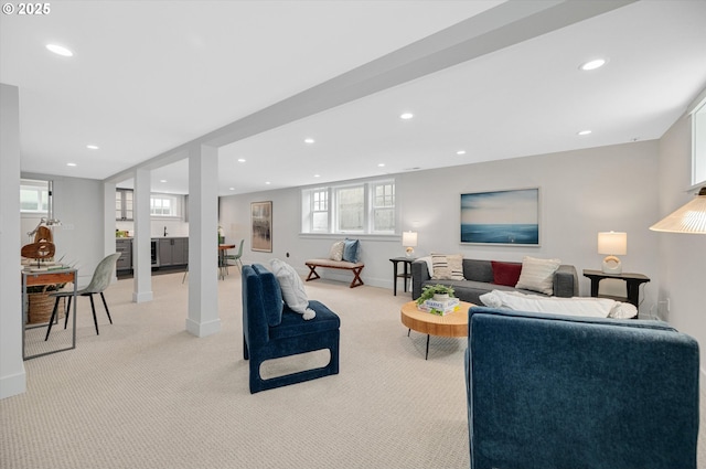 4072 NE 24th Ave, Portland, OR 97212 - living area with light carpet, recessed lighting, and baseboards