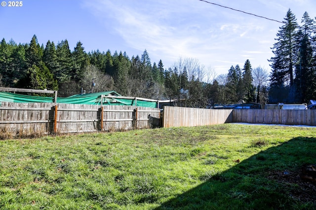 view of yard featuring a fenced backyard