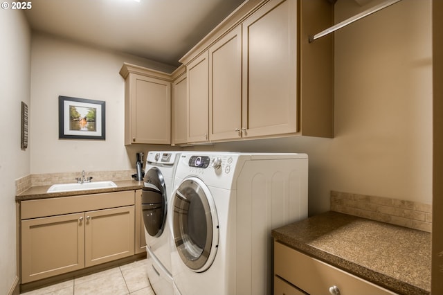 12483 SW Autumn View St, Tigard, OR 97224 - laundry room featuring independent washer and dryer, cabinet space, and light tile patterned floors