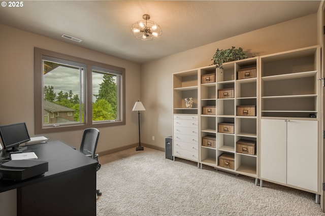 12483 SW Autumn View St, Tigard, OR 97224 - office area featuring carpet flooring and a chandelier