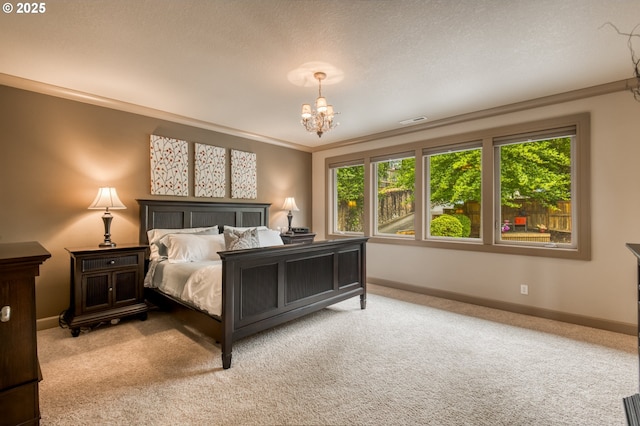 12483 SW Autumn View St, Tigard, OR 97224 - bedroom with carpet floors, a chandelier, multiple windows, and crown molding