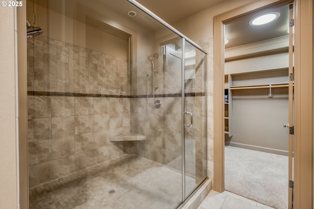 12483 SW Autumn View St, Tigard, OR 97224 - full bath with a shower stall, a spacious closet, and tile patterned flooring