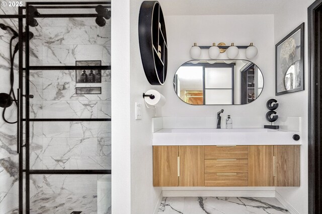 bathroom featuring vanity and a textured ceiling