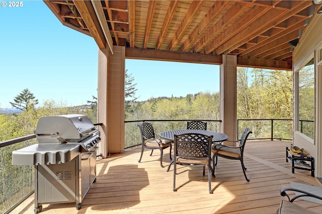 8333 NW Hazeltine St, Portland, OR 97229 - wooden deck featuring a grill and outdoor dining space