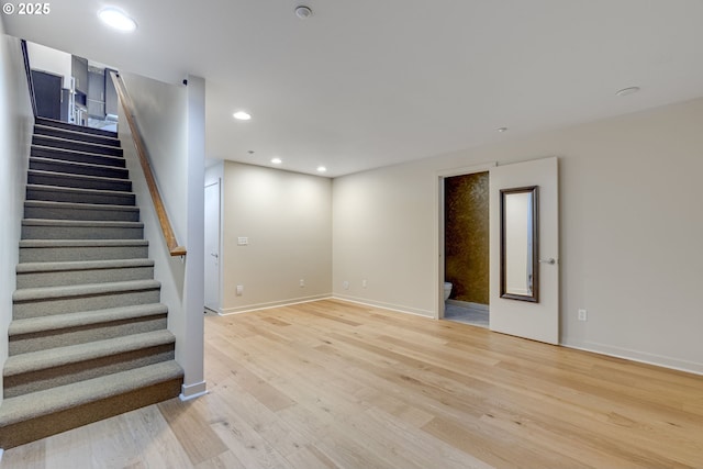 1716 NW Riverscape St, Portland, OR 97209 - interior space with recessed lighting, stairs, light wood finished floors, and baseboards