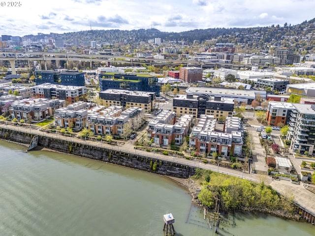 1716 NW Riverscape St, Portland, OR 97209 - aerial view with a water view and a view of city