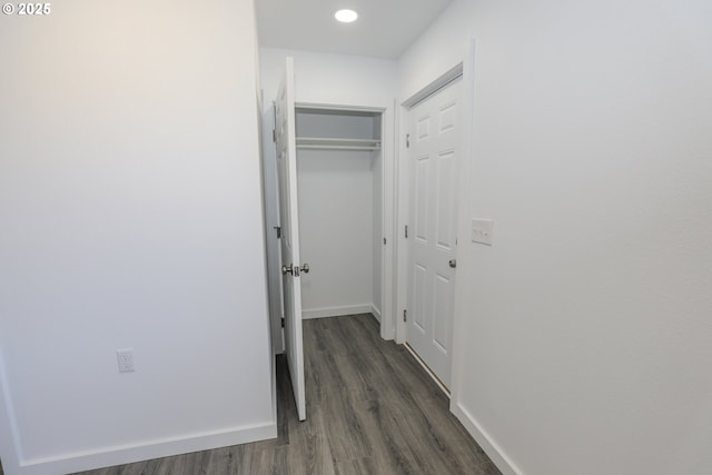 180 SE Darrell Ave, Winston, OR 97496 - hallway featuring dark wood-type flooring and recessed lighting