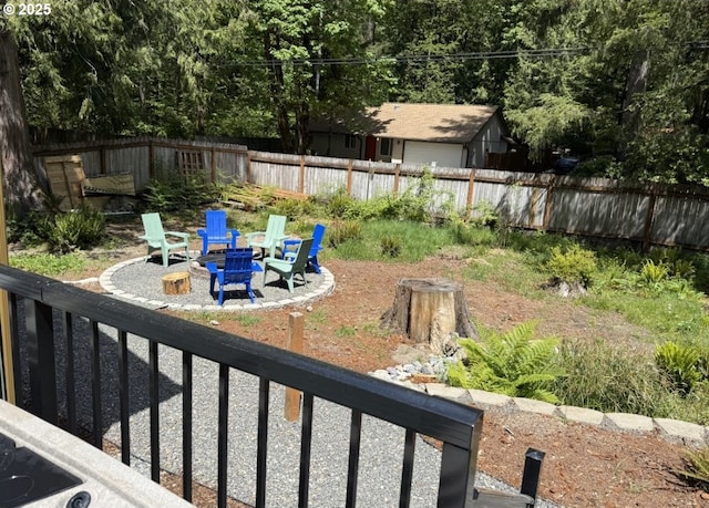 65121 E Lupine Dr, Rhododendron, OR 97049 - fenced yard featuring a fire pit