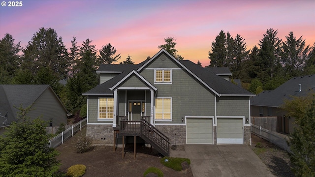 view of front facade featuring a garage