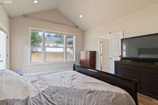 5779 NE Voyage Way, Lincoln City, OR 97367 - bedroom featuring light hardwood / wood-style floors and vaulted ceiling