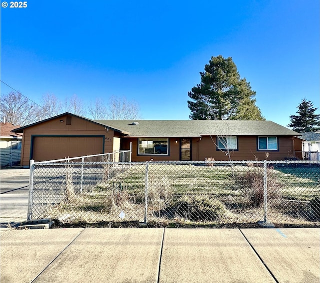 single story home with a garage