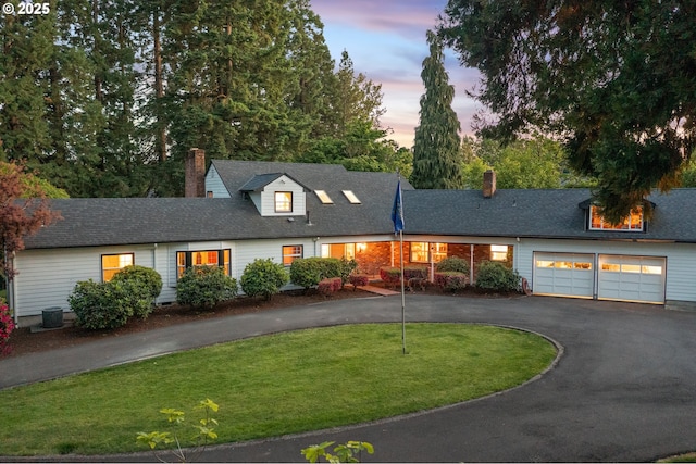840 Springhill Dr, Albany, OR 97321 - view of front of house featuring driveway, a chimney, a front yard, and a garage