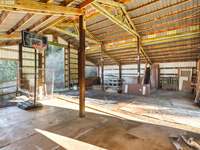 29975 E Meissner Rd, Deer Island, OR 97054 - misc room featuring lofted ceiling and unfinished concrete flooring