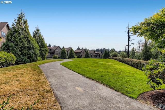 surrounding community with a residential view and a lawn