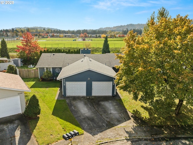 bird's eye view with a rural view