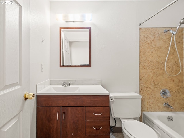 full bath with vanity, shower / bathing tub combination, and toilet