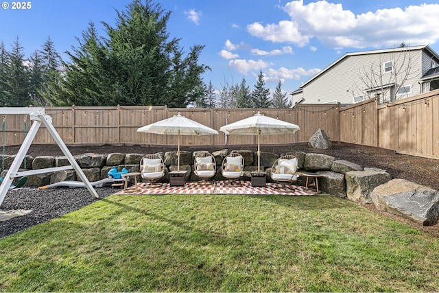 view of yard with a patio area