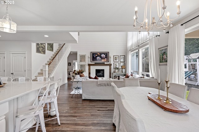 dining space featuring dark hardwood / wood-style floors