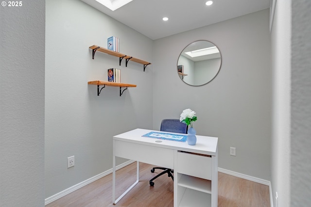 2038 Titan Ter, West Linn, OR 97068 - home office featuring light wood-style floors, a skylight, and recessed lighting