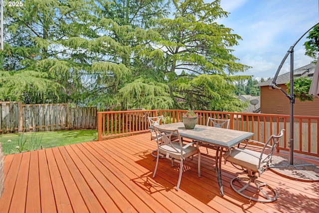 2038 Titan Ter, West Linn, OR 97068 - wooden terrace featuring a fenced backyard and outdoor dining space