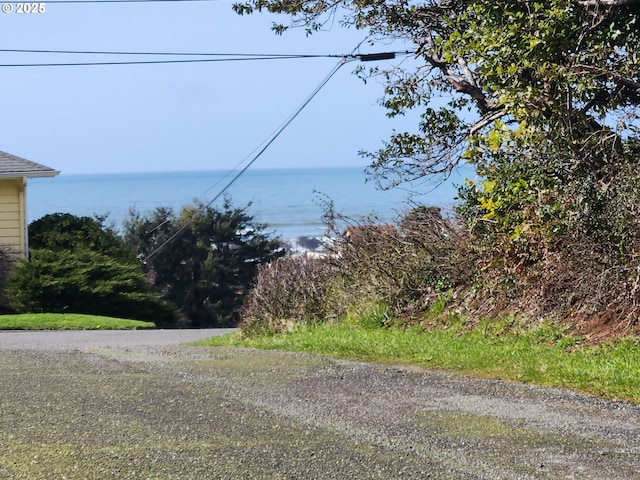 view of road featuring a water view