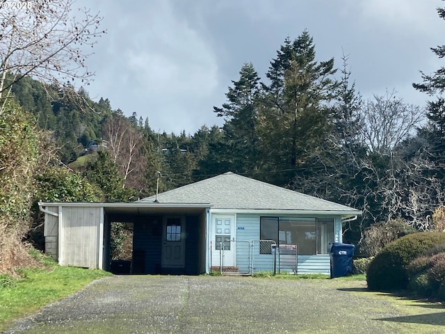 view of front of house featuring a shingled roof