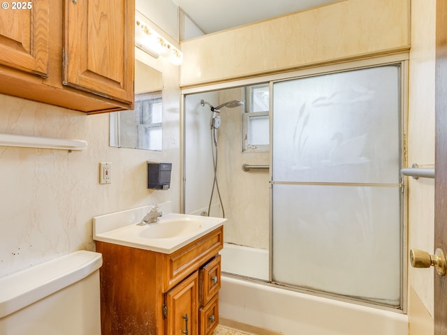 660 Barton Ave, Gladstone, OR 97027 - bathroom with vanity and shower / bath combination with glass door