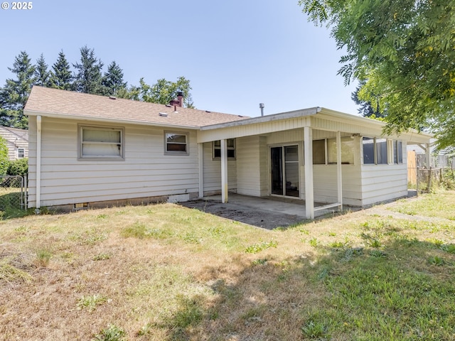 660 Barton Ave, Gladstone, OR 97027 - rear view of property featuring a patio, a chimney, and a shingled roof
