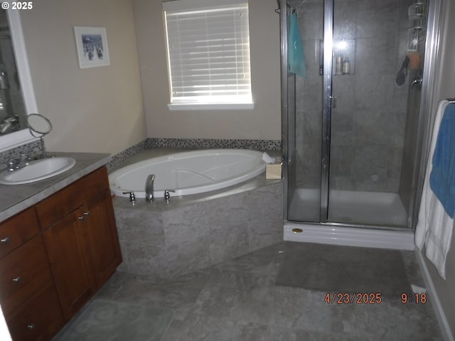 15117 SE Shale Dr, Damascus, OR 97089 - bathroom with a garden tub, vanity, and a stall shower