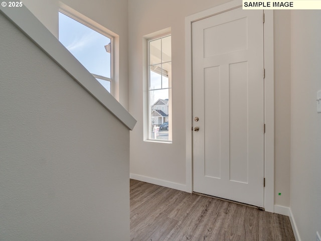 foyer with light hardwood / wood-style flooring