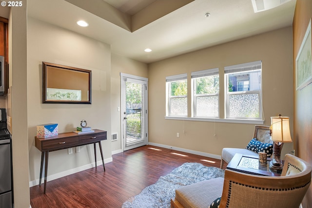13885 SW Meridian St Unit 135, Beaverton, OR 97005 - sitting room featuring dark wood-style floors and recessed lighting