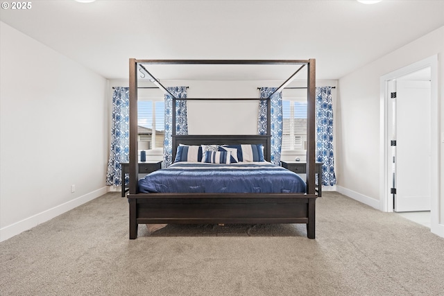carpeted bedroom with multiple windows