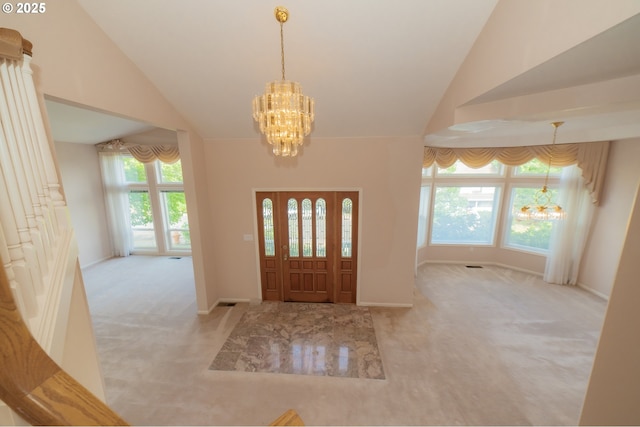4020 NW Princess St, Corvallis, OR 97330 - carpeted foyer featuring a chandelier and vaulted ceiling