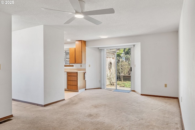 interior space with light carpet, visible vents, and baseboards